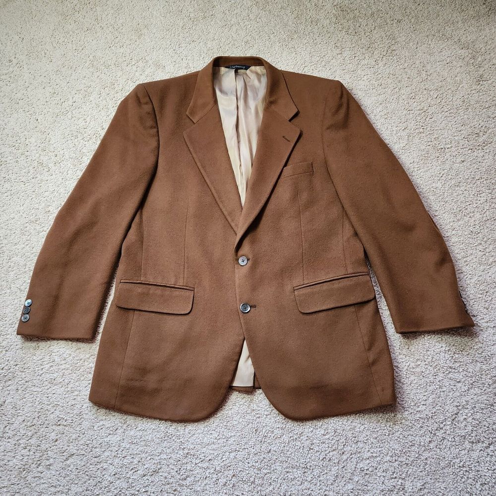Vintage Burberrys Sport Coat 40R 100% Cashmere Two Button Blazer Chocolate Brown